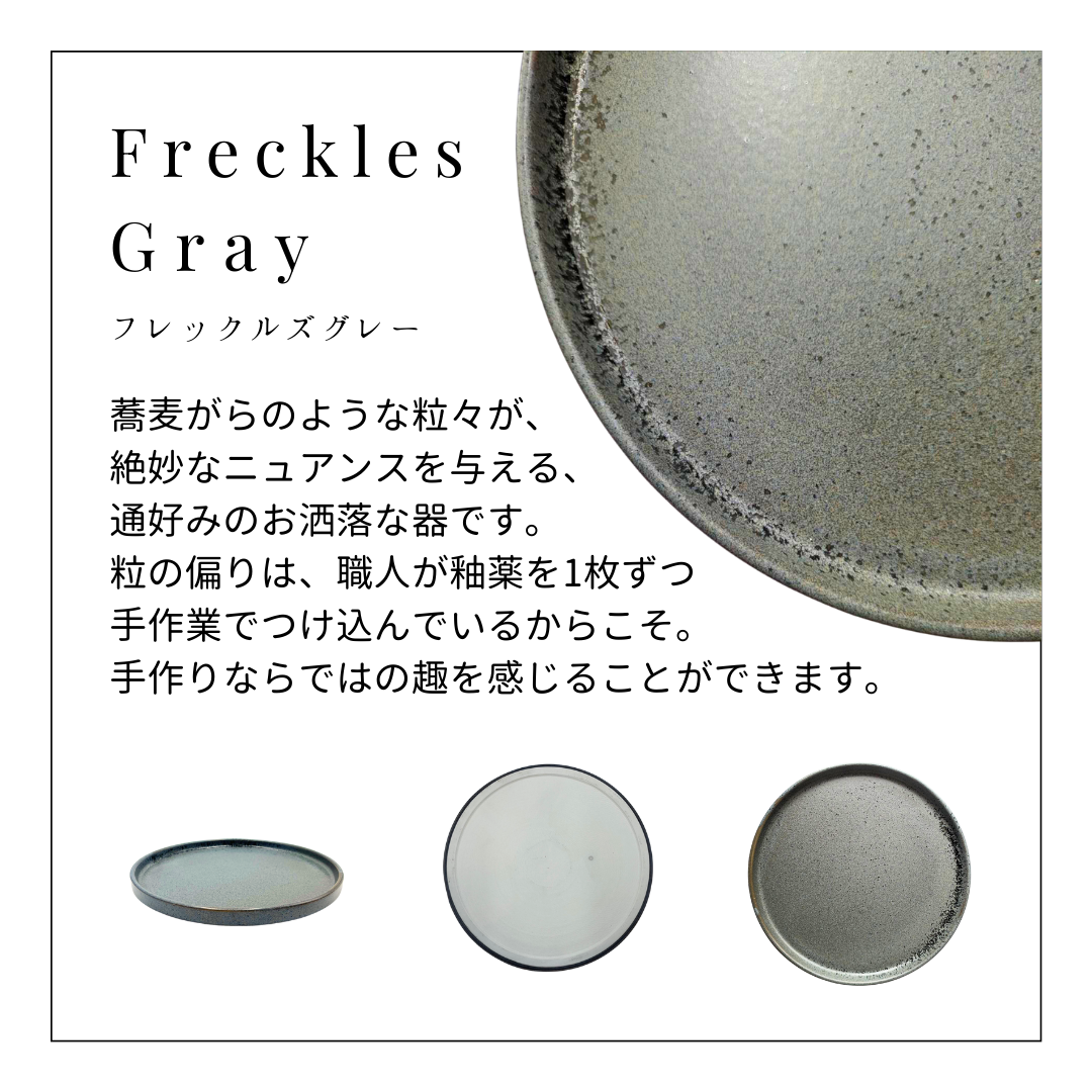 美濃焼フラットプレート(L)フレックルズグレー