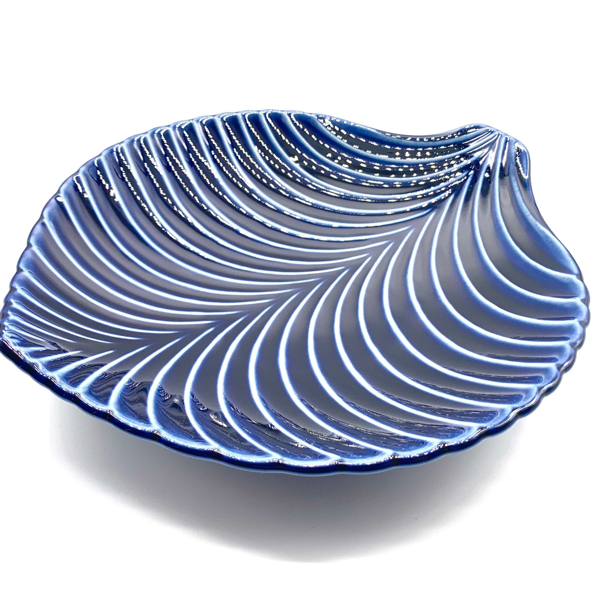 美濃焼 ぎやまん陶 / リーフ大鉢 25.5cm / 茄子紺ブルー – おしゃれな