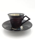 美濃焼■漆 シダ■コーヒーカップ&ソーサーセット 曙(黒)
