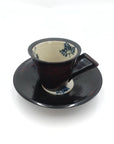 美濃焼■漆 シダ■コーヒーカップ&ソーサーセット 曙(黒)