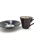 美濃焼■漆 シダ■コーヒーカップ&ソーサーセット 曙(黒)
