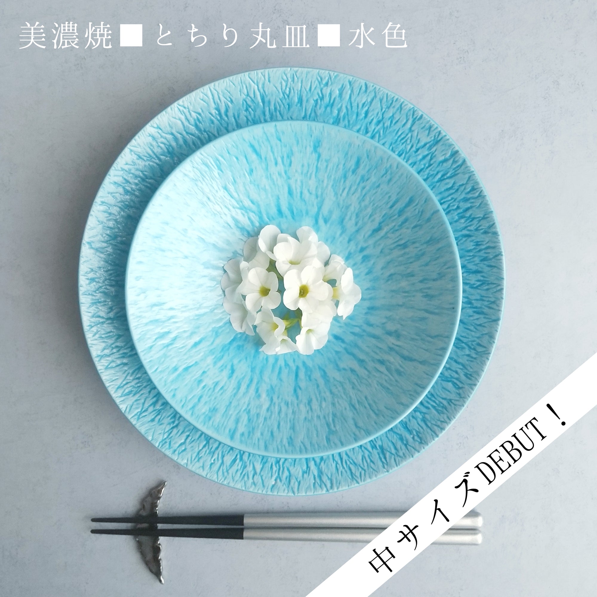 美濃焼■とちり丸皿■水色に、手のひらサイズの【中サイズ】が登場しました！