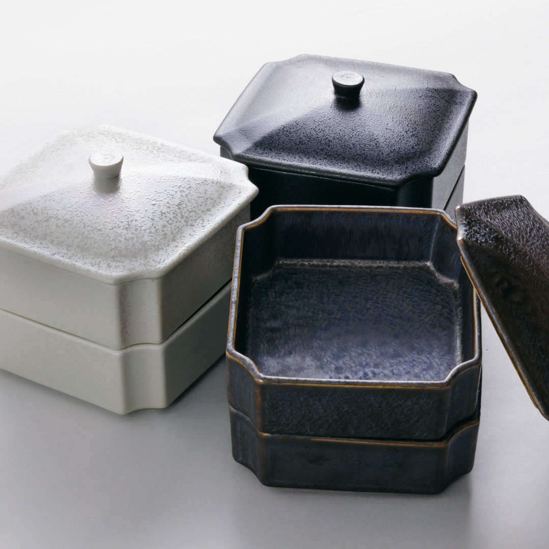 美濃焼宝重箱（二段重）黒結晶 – おしゃれな食器専門店
