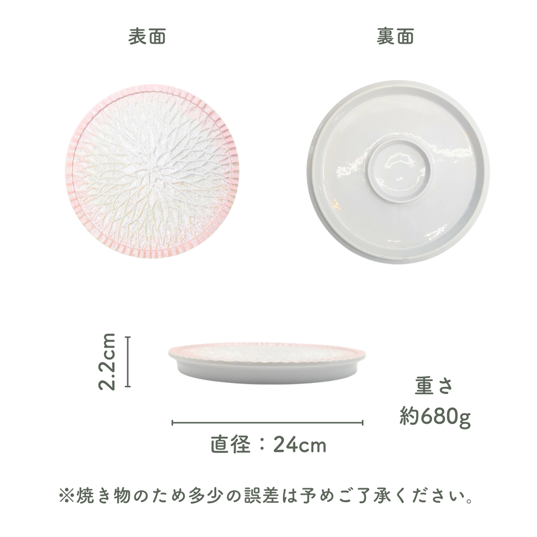 美濃焼 / Daria （L） 24cm / 桜ピンク【数量限定】