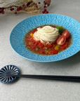 美濃焼とちり丸皿（L）水色