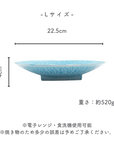 美濃焼とちり丸皿（L）水色