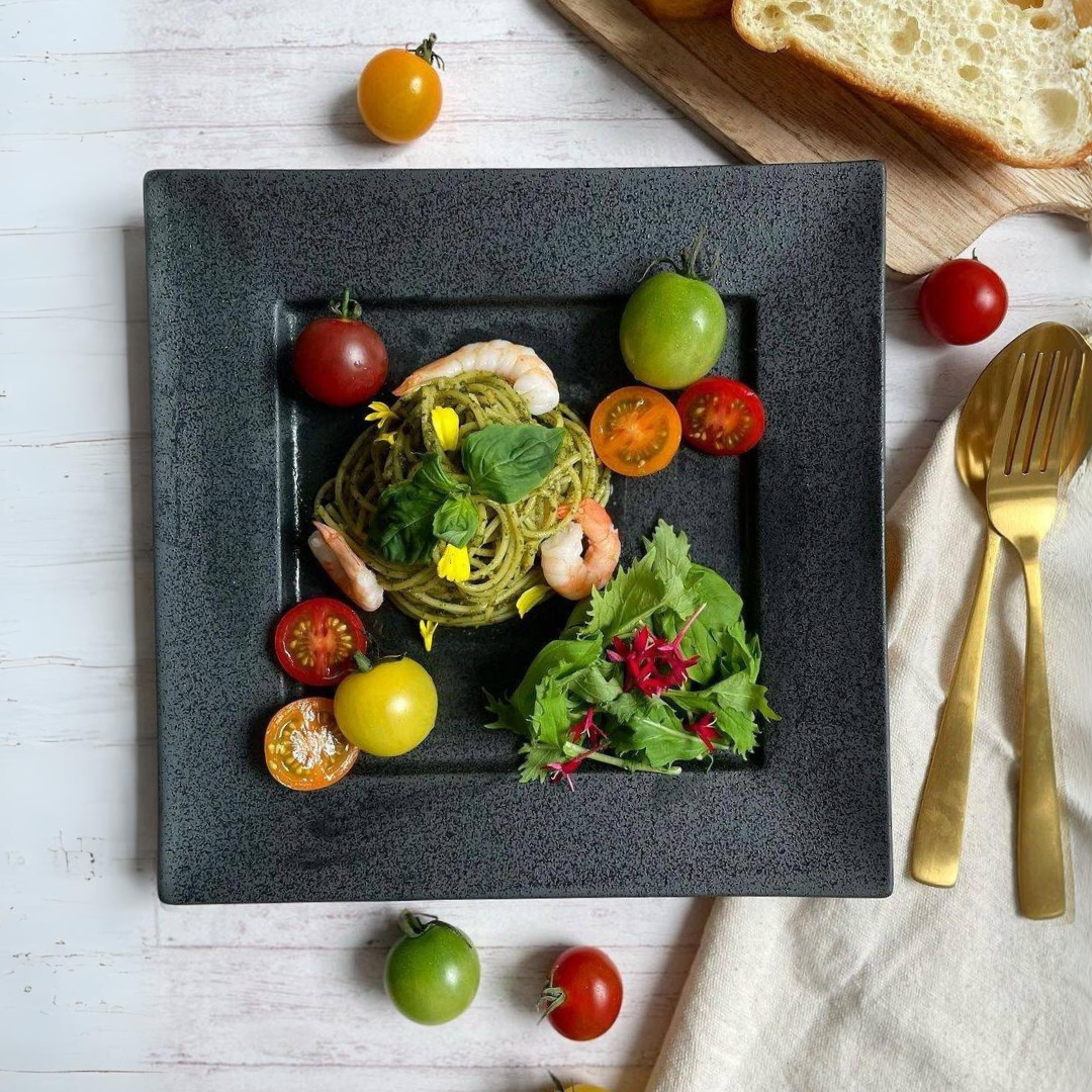 作家陶器 四角大皿 黒 おしゃれな食器専門店『syokkidana』 美濃焼□四角皿□黒結晶