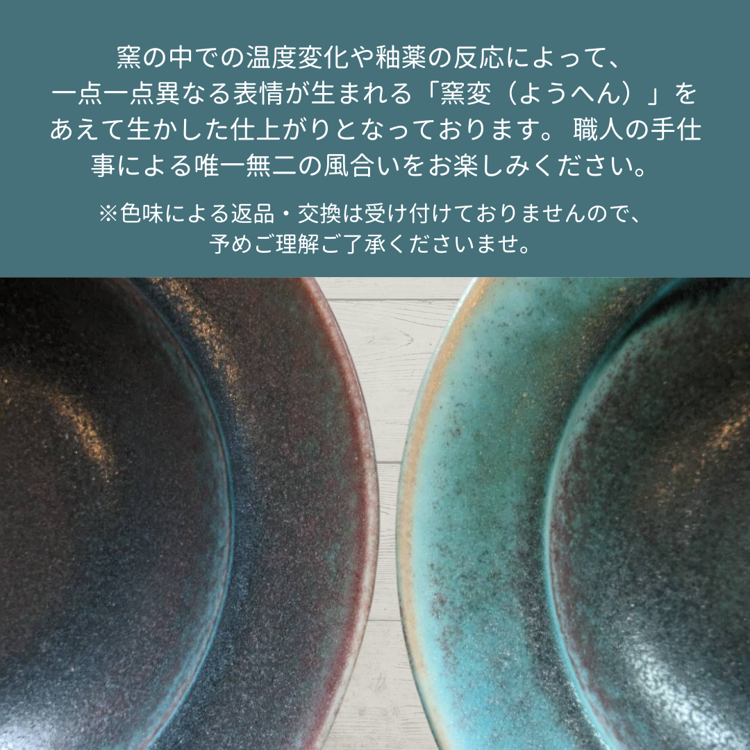 【slow greenコラボ】  美濃焼 / リムボウル（L）22.5cm / トルコブルー