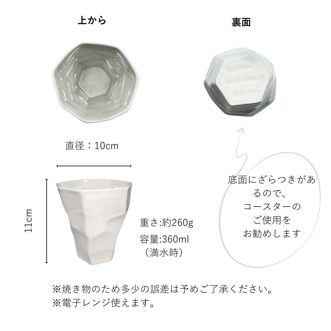 【slow greenコラボ】 美濃焼 / バンピーロックグラス 360ml / クリスタルホワイト