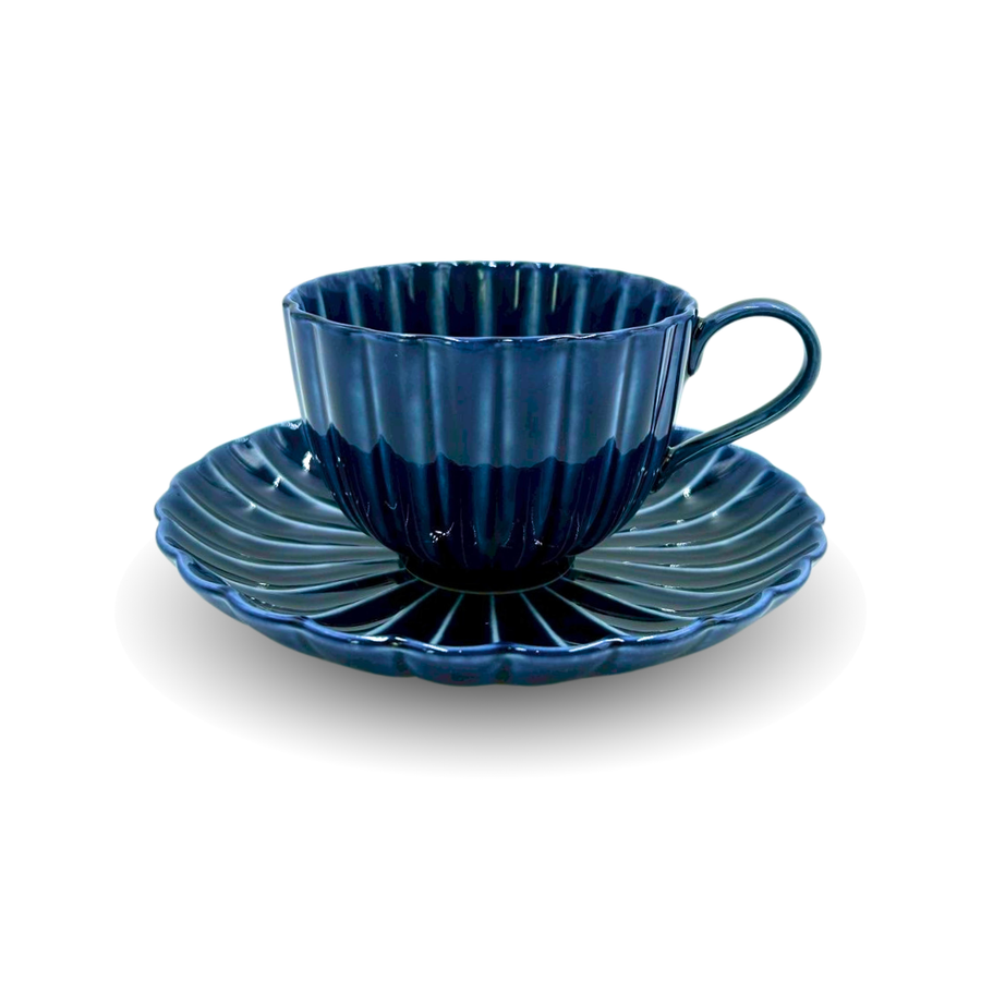ぎやまん陶<br>茄子紺ブルー<br>コーヒーカップ＆ソーサー