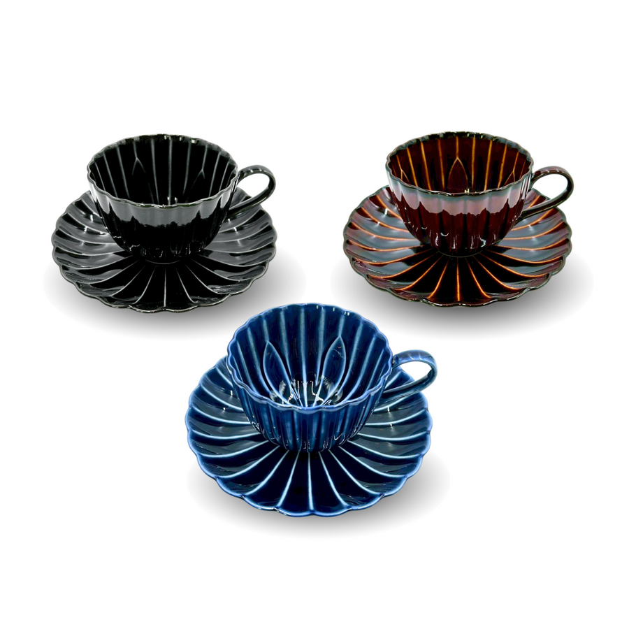 ぎやまん陶<br>茄子紺ブルー<br>コーヒーカップ＆ソーサー