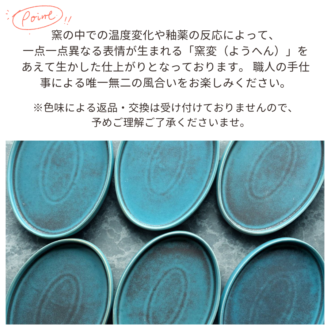 【slow greenコラボ】 / 美濃焼 / オーバルプレート 21cm / トルコブルー
