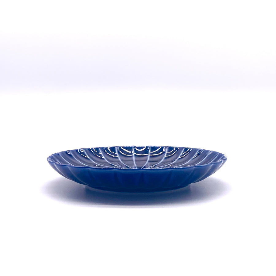 ぎやまん陶■茄子紺ブルー■4.5寸皿
