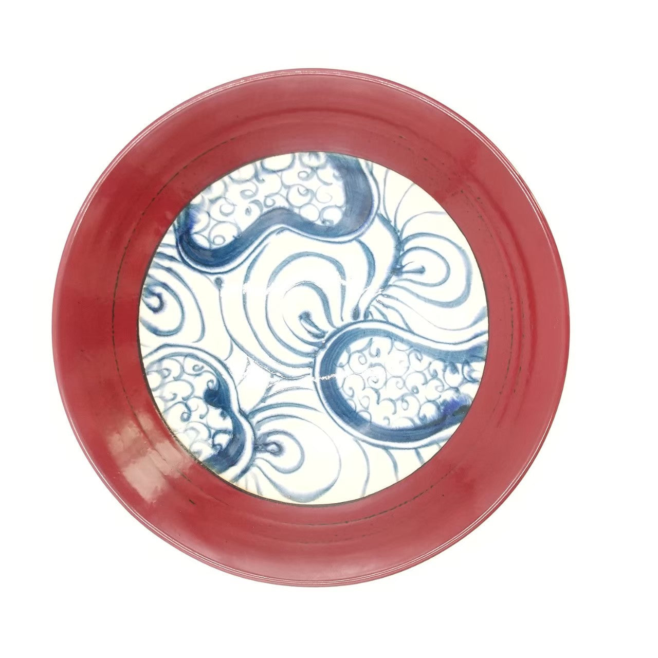 根来漆器昭和期赤浮き雲形皿六枚 （根来 漆塗り銘々皿 - ANTIQUE