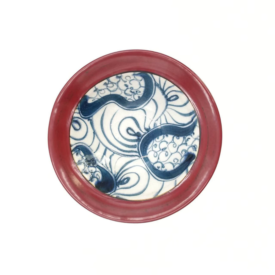 美濃焼■渦紋-kamon-■平型鉢　根来（赤）