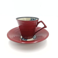 美濃焼■漆　シダ■コーヒーカップ＆ソーサーセット　根来（赤）