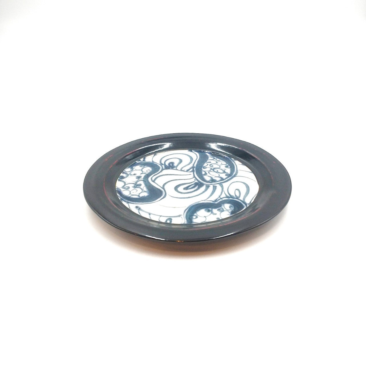 ♥美濃焼　茶碗　片身替わり　骨董品 道具 ] - 道具 出石焼 永澤永信造 粉吹草絵茶碗（共箱