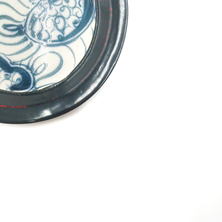 美濃焼■渦紋-kamon-■リムプレート（小)　曙（黒）