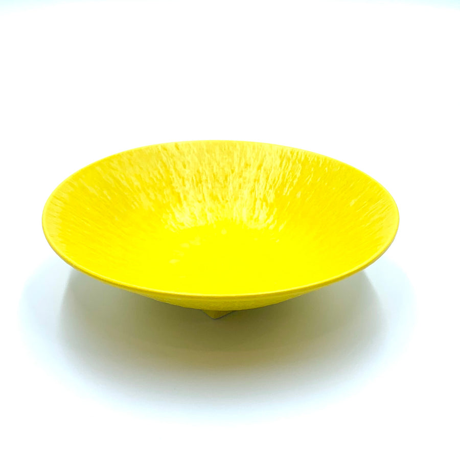 美濃焼■とちり丸皿（中）■黄色