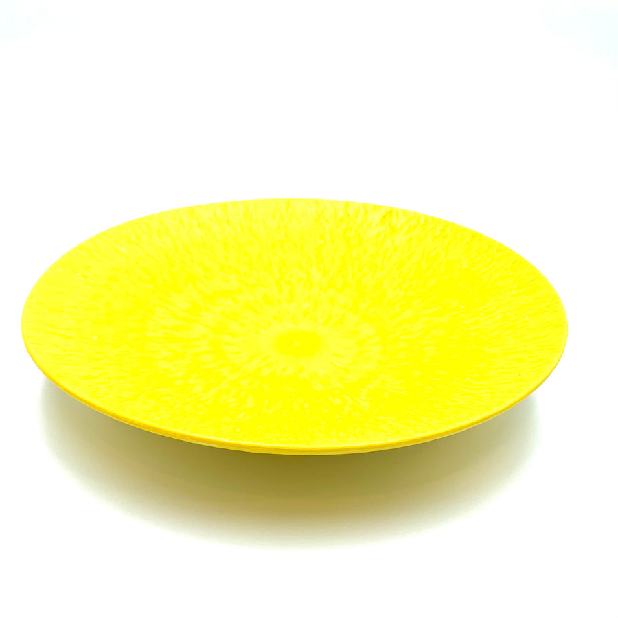 美濃焼■とちり丸皿（大）■黄色